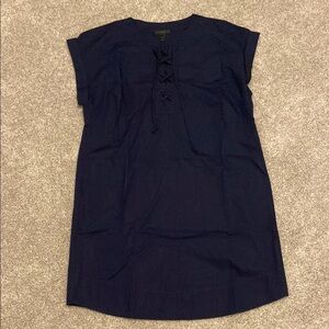 J.Crew Navy Lace-Up Dress size large 100% cotton